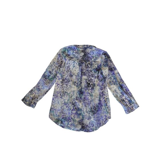 Chicos Divine Damask Athens Shirt Style Size 1 Women's Medium Roll Tab Sleeves - Picture 8 of 10